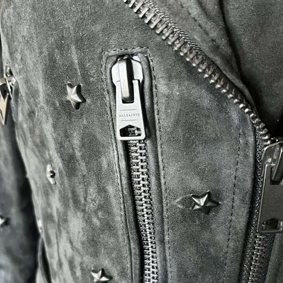 All Saints x Balfern Star Studded Suede Biker Jacket sz US 4 NWT 559$ - Picture 14 of 14